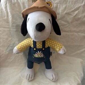 Plush Snoopy Dog Toy with Hat and Overalls